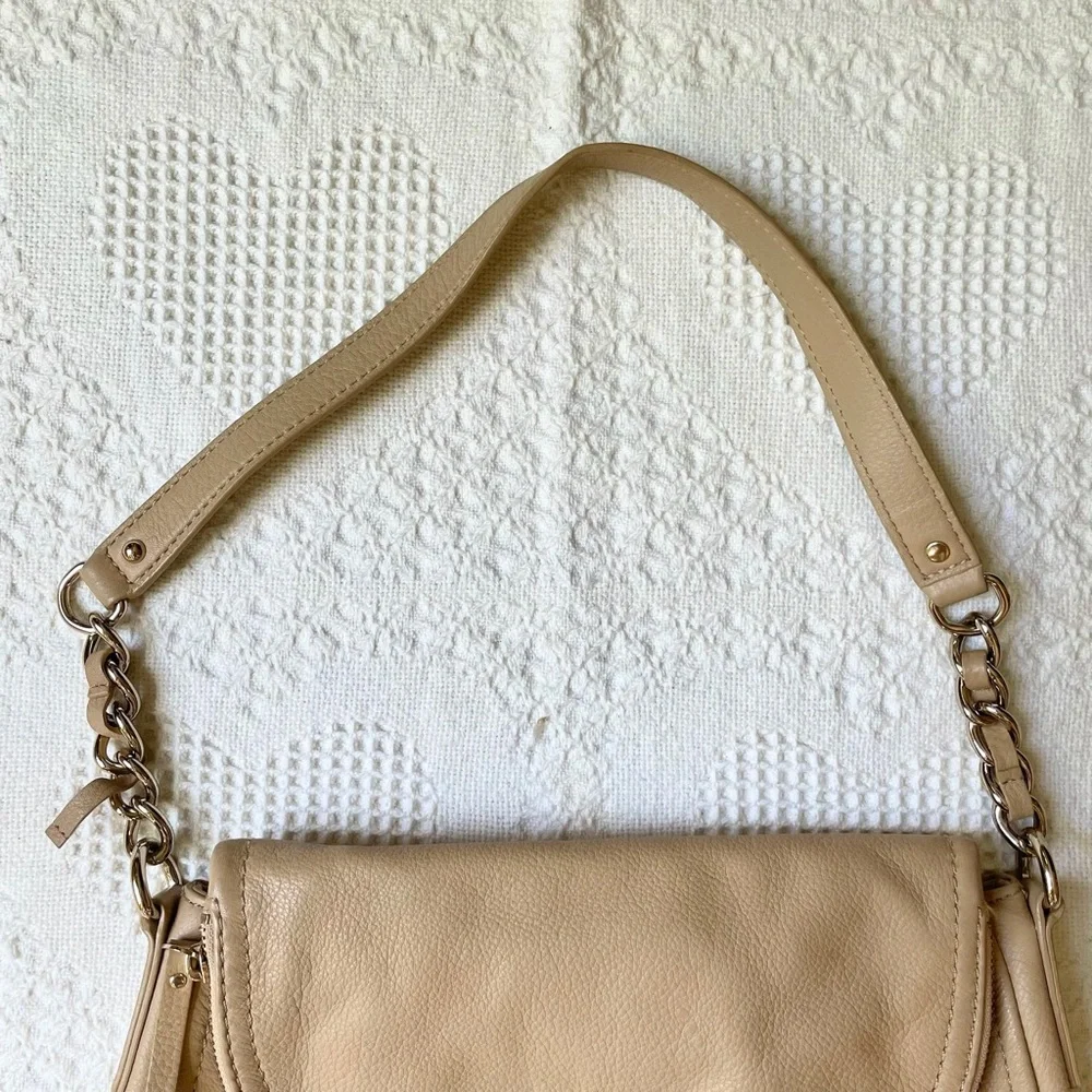 Kate Spade Purse Bag Beige Gold Pebbled Leather Cobble Hill Penny Pockets READ